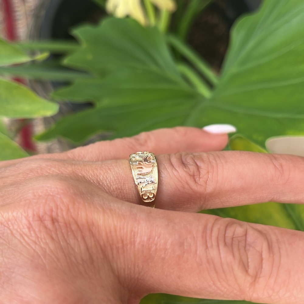 14k Solid Yellow Gold Elephant Ring sz 5 6 7 8 9 - Picture 7 of 14
